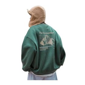 Trendseninle Arid Mountain Baskılı Yeşil Oversize Kadın Sweatshirt