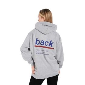 Trendseninle Back Baskılı Gri Oversize Kadın Sweatshirt