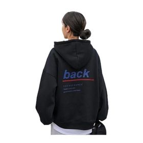 Trendseninle Back Baskılı Siyah Oversize Kadın Sweatshirt