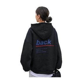 Trendseninle Back Baskılı Siyah Oversize Kadın Sweatshirt