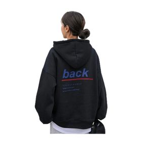 Trendseninle Back Baskılı Siyah Oversize Kadın Sweatshirt