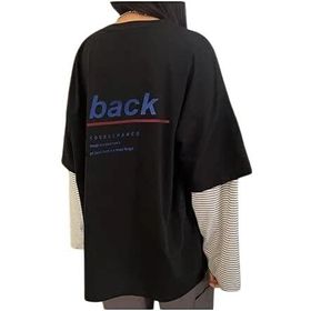 Trendseninle Back Baskılı Siyah Oversize Kadın T-shirt