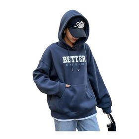 Trendseninle Better Baskılı Lacivert Oversize Kadın Sweatshirt