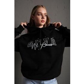 Trendseninle Bhvr Siyah Kapüşonlu Kadın Sweatshirt