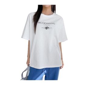 Trendseninle Blooming Vitality Baskılı Beyaz Oversize Kadın T-shirt