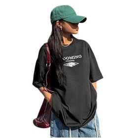 Trendseninle Blooming Vitality Baskılı Siyah Oversize Kadın T-shirt
