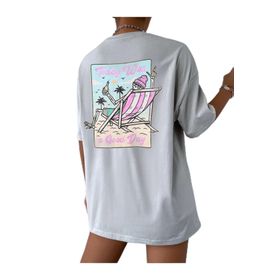 Trendseninle Boyamalı Today Was Baskılı Gri Oversize Kadın T-shirt