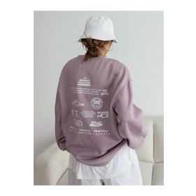 Trendseninle Bright Future Baskılı Leylak Moru Bisiklet Yaka Kadın Sweatshirt