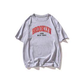 Trendseninle Brooklyn Açık Gri Oversize Erkek T-shirt