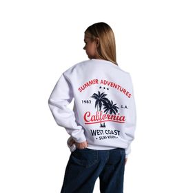 Trendseninle California Oversize Beyaz Kadın Sweatshirt