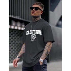 Trendseninle California United State 91 Baskılı Füme Oversize Erkek T-shirt