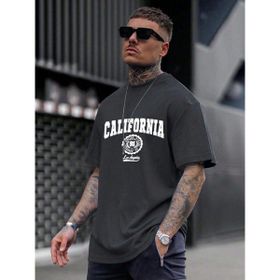 Trendseninle California United State 91 Baskılı Füme Oversize Erkek T-shirt