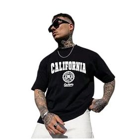 Trendseninle California United State 91 Baskılı Siyah Oversize Erkek T-shirt