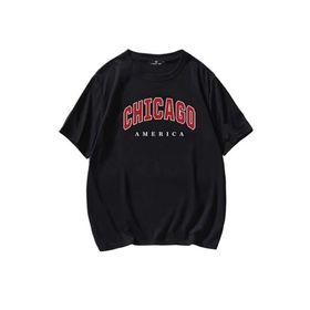 Trendseninle Chicago Siyah Oversize Erkek T-shirt