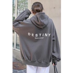 Trendseninle Destıny Tasarım Baskılı Füme Gri Kadın Sweatshirt