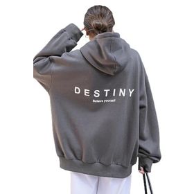 Trendseninle Destıny Tasarım Baskılı Füme Gri Kadın Sweatshirt