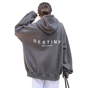 Trendseninle Destıny Tasarım Baskılı Füme Gri Kadın Sweatshirt