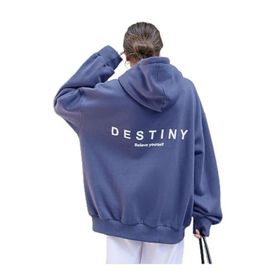 Trendseninle Destıny Tasarım Baskılı İndigo Mavi Kadın Sweatshirt