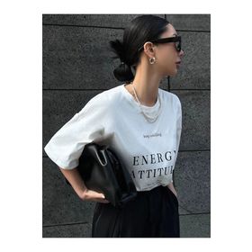 Trendseninle Energy Attitude Baskılı Beyaz Oversize Kadın T-shirt
