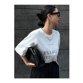 Trendseninle Energy Attitude Baskılı Beyaz Oversize Kadın T-shirt