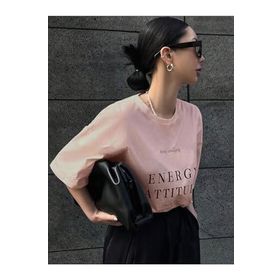 Trendseninle Energy Attitude Baskılı Pudra Pembe Oversize Kadın T-shirt