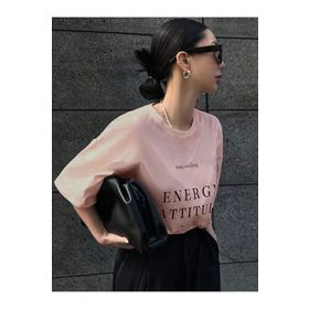 Trendseninle Energy Attitude Baskılı Pudra Pembe Oversize Kadın T-shirt