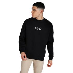 Trendseninle Erkek Man Baskılı Siyah Oversize Erkek Sweatshirt