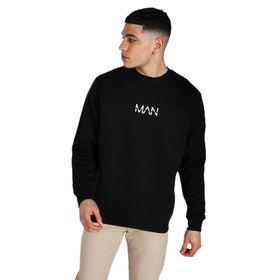 Trendseninle Erkek Man Baskılı Siyah Oversize Erkek Sweatshirt