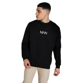 Trendseninle Erkek Man Baskılı Siyah Oversize Erkek Sweatshirt