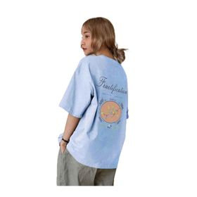 Trendseninle Fructification Baskılı Bebe Mavisi Oversize Kadın T-shirt