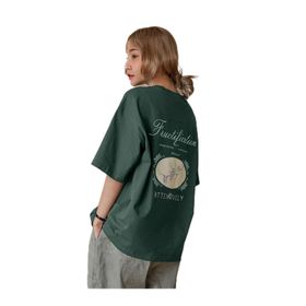Trendseninle Fructification Baskılı Nefti Yeşil Oversize Kadın T-shirt