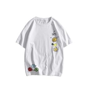 Trendseninle Funny Smile Baskılı Beyaz Oversize Erkek T-shirt