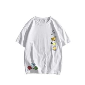 Trendseninle Funny Smile Baskılı Beyaz Oversize Erkek T-shirt