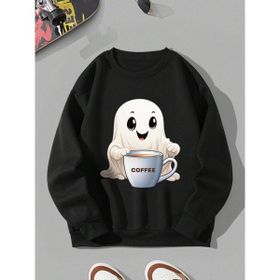 Trendseninle Ghost Siyah Bisiklet Yaka Kadın Sweatshirt