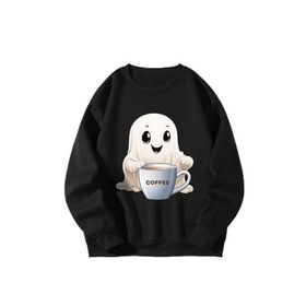 Trendseninle Ghost Siyah Bisiklet Yaka Kadın Sweatshirt