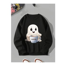 Trendseninle Ghost Siyah Bisiklet Yaka Kadın Sweatshirt