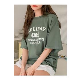 Trendseninle Holiday 1961 Baskılı Çağla Yeşili Oversize Kadın T-shirt