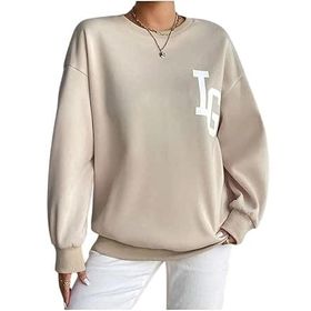 Trendseninle IG Baskılı Bej Bisiklet Yaka Kadın Sweatshirt