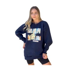 Trendseninle In The 90S Baskılı Siyah Oversize Kadın Sweatshirt