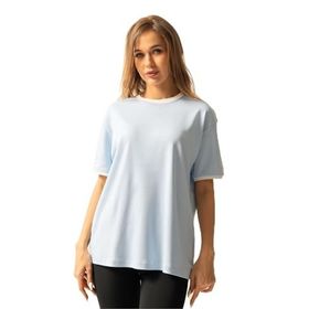 Trendseninle İnterlok Bebe Mavi Oversize Kadın T-shirt