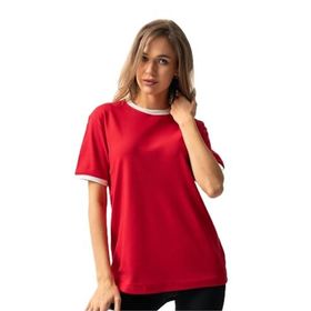 Trendseninle İnterlok Kırmızı Oversize Kadın T-shirt