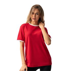 Trendseninle İnterlok Kırmızı Oversize Kadın T-shirt