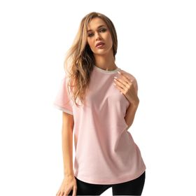 Trendseninle İnterlok Pembe Penye Oversize Kadın T-shirt