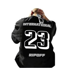 Trendseninle International 23 Baskılı Siyah Oversize Erkek T-shirt