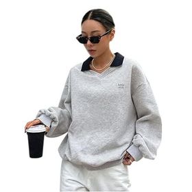 Trendseninle Keep Calm Baskılı Gri Oversize Yakalı Kadın Sweatshirt