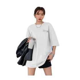 Trendseninle Limited Time Baskılı Beyaz Oversize Kadın T-shirt