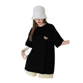 Trendseninle Logo Baskılı Hope Siyah Kadın T-shirt
