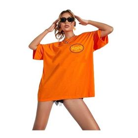 Trendseninle Logo Baskılı Hope Turuncu Kadın T-shirt