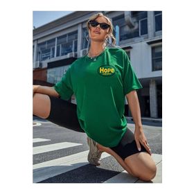 Trendseninle Logo Baskılı Hope Yeşil Kadın T-shirt