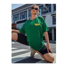 Trendseninle Logo Baskılı Hope Yeşil Kadın T-shirt